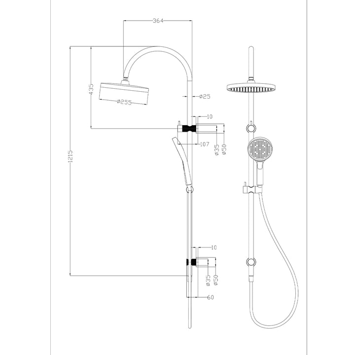 Linie Gooseneck Twin Shower Rail