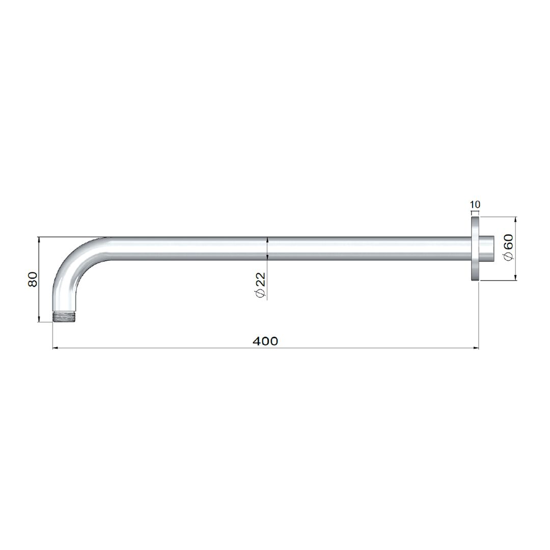 Lifestyle SS316 Outdoor Shower Arm 400mm