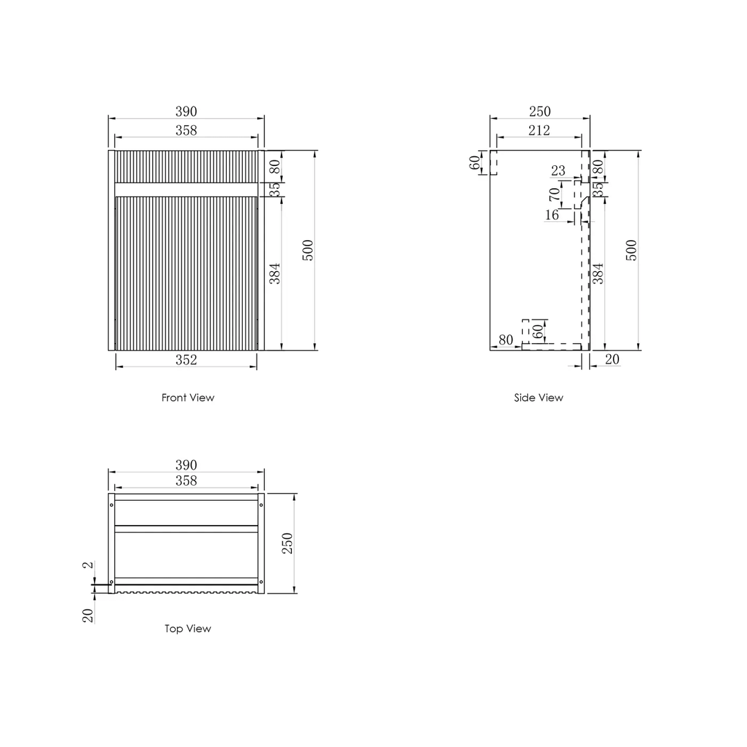 Mini Fluted Compact Vanity 400mm