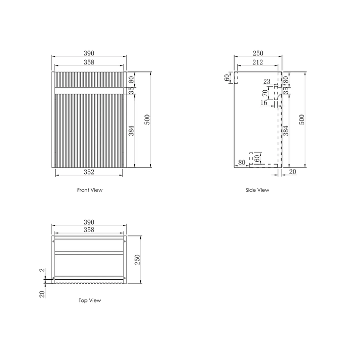 Mini Fluted Compact Vanity 400mm