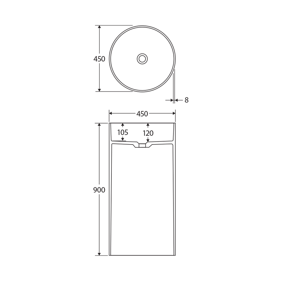 Minka Solid Surface Pedestal Basin