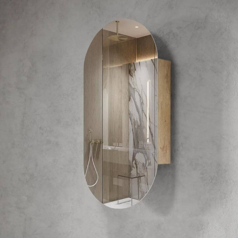 Noosa Pill Oval Mirror Shaving Cabinet 900x450mm