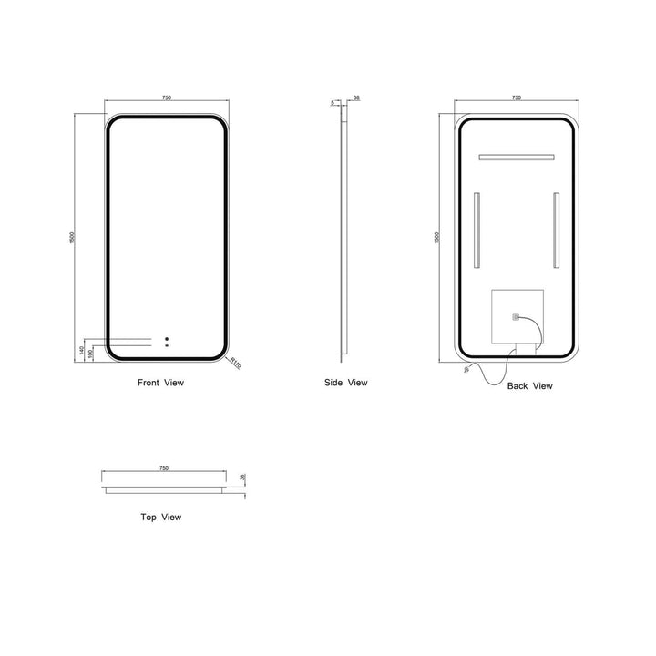 Newport LED Rectangular Bathroom Mirror