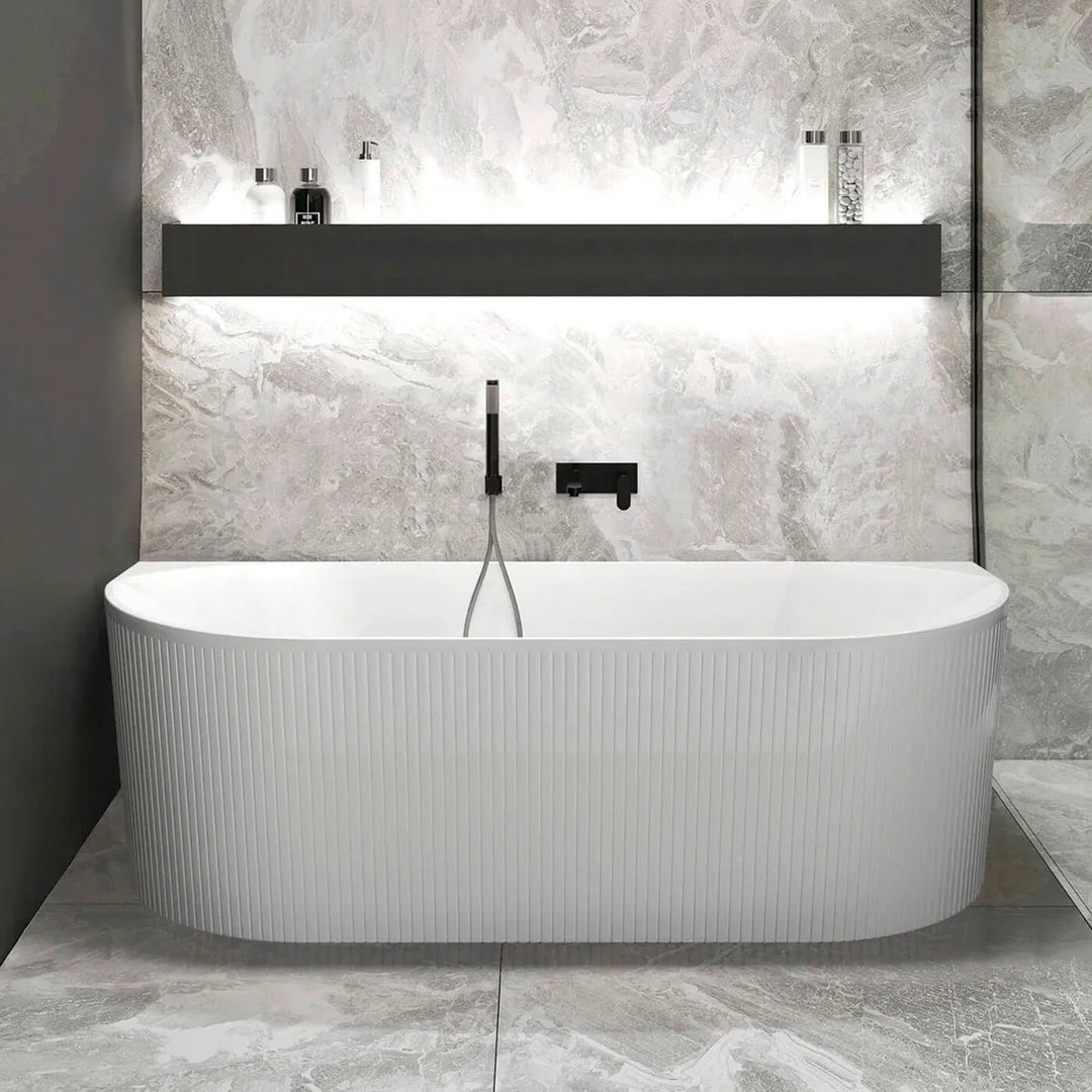 Noosa Fluted Back to Wall Bathtub