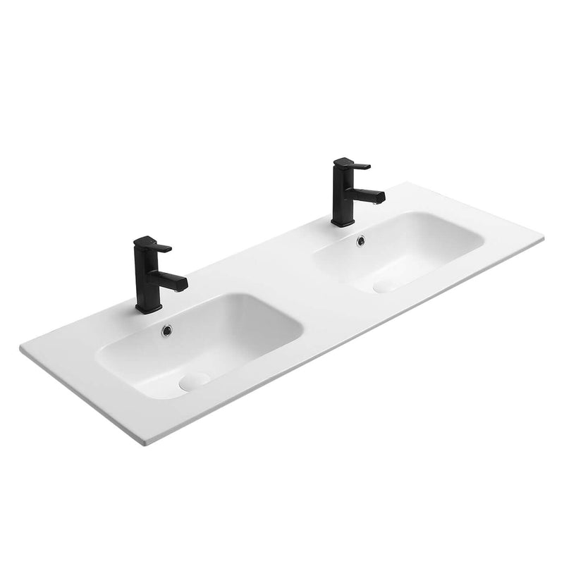 Olivia Ceramic Benchtop with Taphole Matte White (600-1200mm)