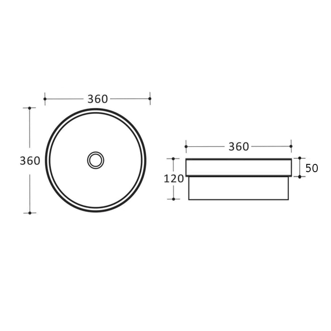 Oslo Semi-Inset Round Circle Basin 360x360x110mm