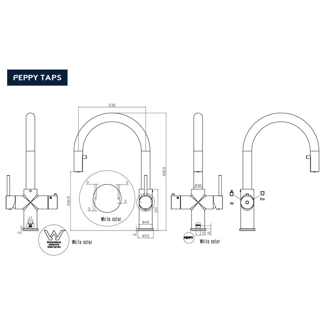 Peppy 4-In-1 Boiling & Ambient Pull Out Sink Mixer