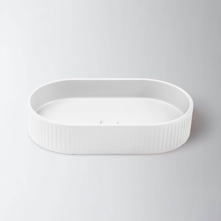 Fluted Pill Concrete Above Counter Basin 600mm