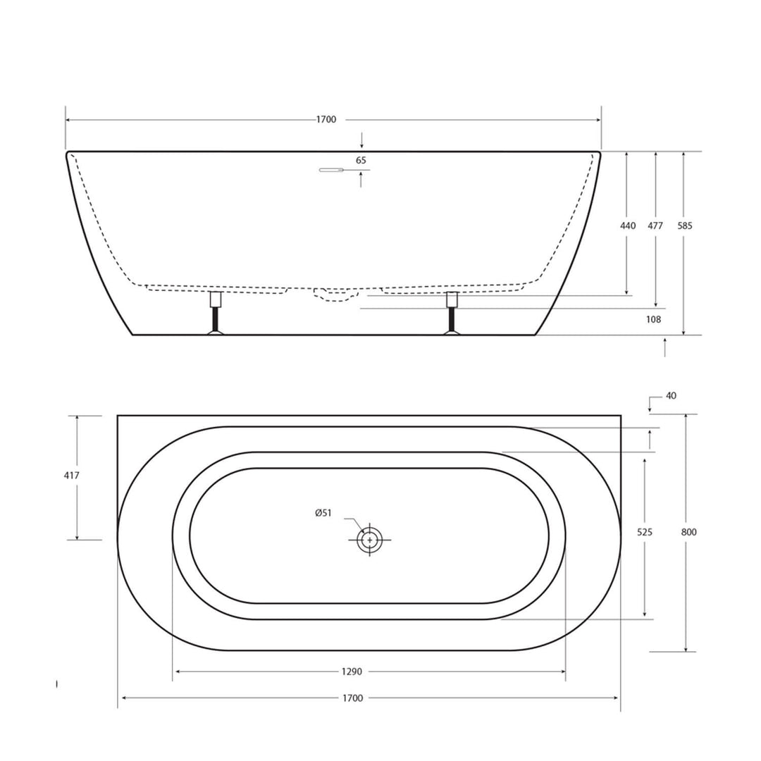 Positano Curved Freestanding Oval Bathtub