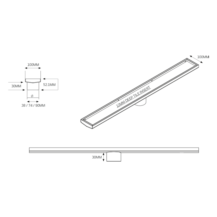 Radiant Tile Insert 316 Stainless Steel Floor Grate