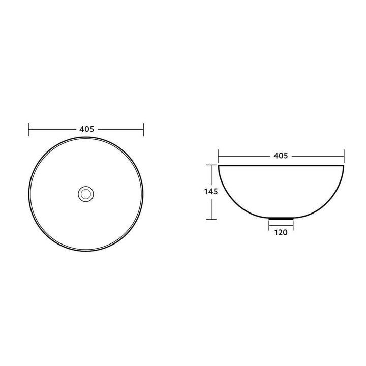 Kejo Round Above Counter Ceramic Basin 405mm