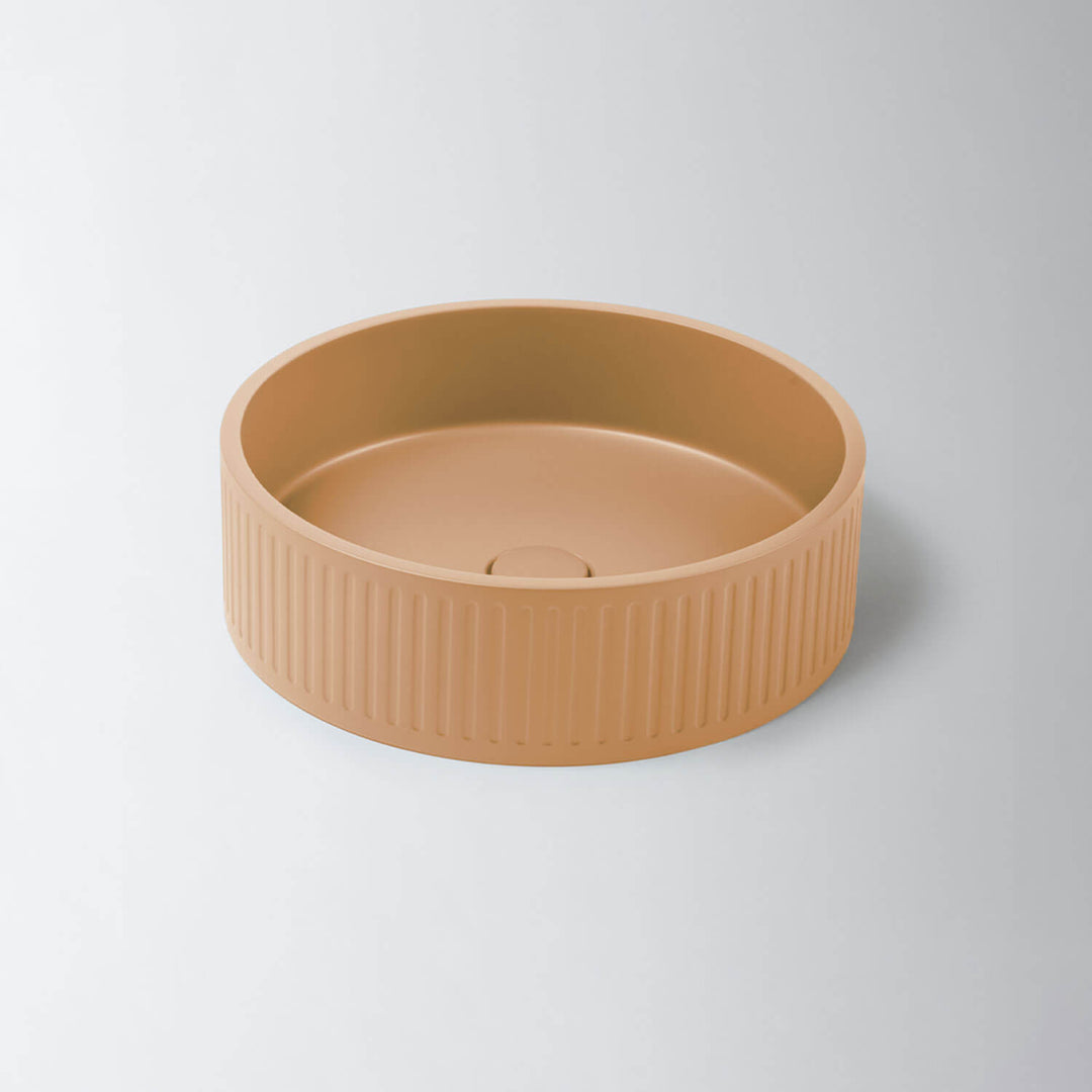 Fluted Round Concrete Above Counter Basin 400mm