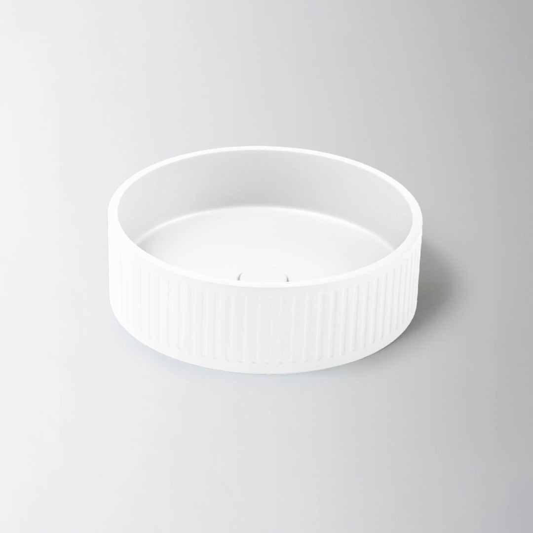 Fluted Round Concrete Above Counter Basin 400mm