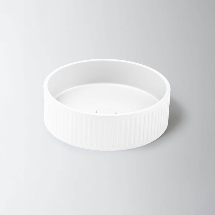 Fluted Round Concrete Above Counter Basin 400mm