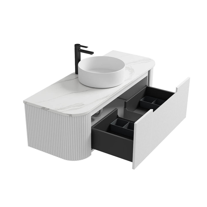 Savio Matte White Curved Wall Hung Vanity
