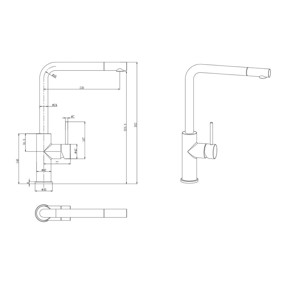 Slimline Square Neck Pull-Out Sink Mixer