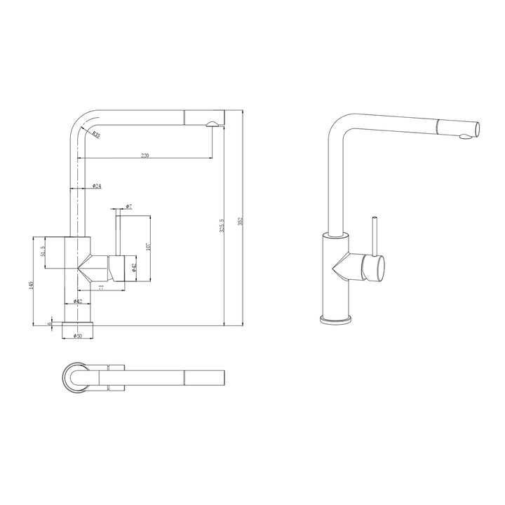 Slimline Square Neck Pull-Out Sink Mixer