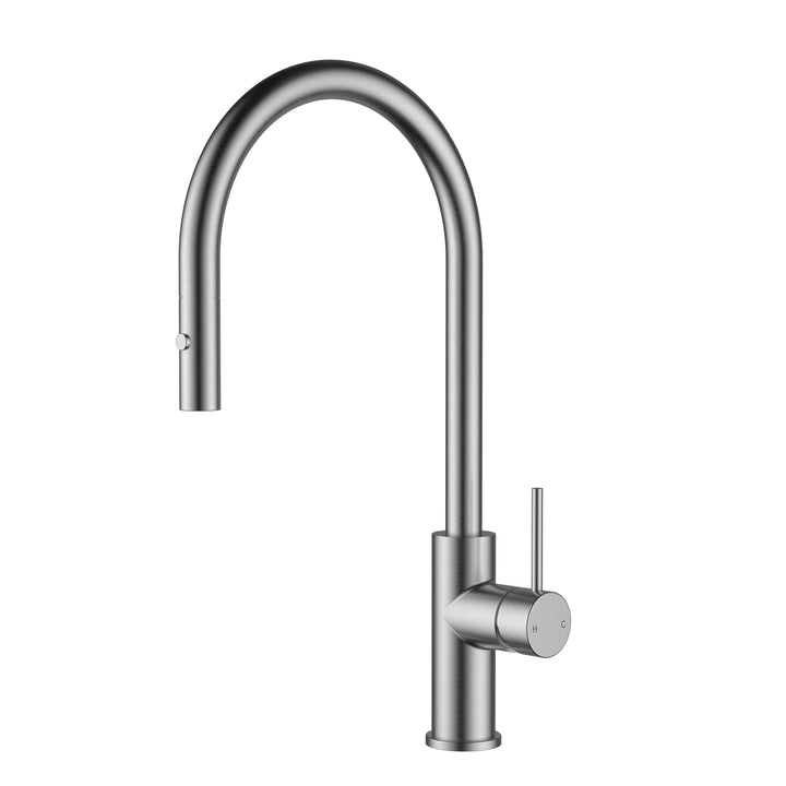 Slimline Stainless Steel Sink Mixer Gooseneck Pull-Out