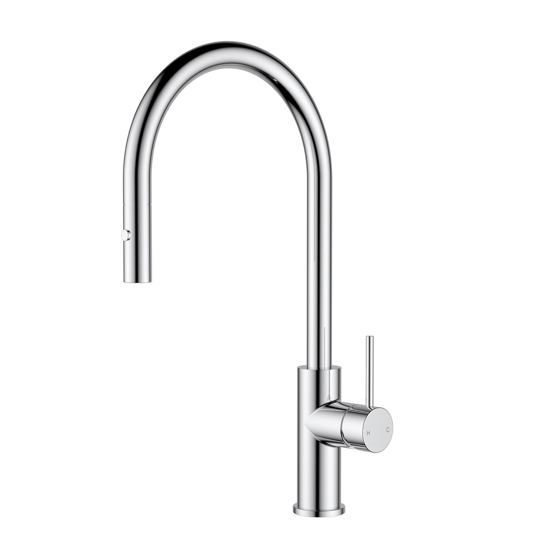 Slimline Stainless Steel Sink Mixer Gooseneck Pull-Out