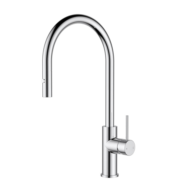 Slimline Stainless Steel Sink Mixer Gooseneck Pull-Out