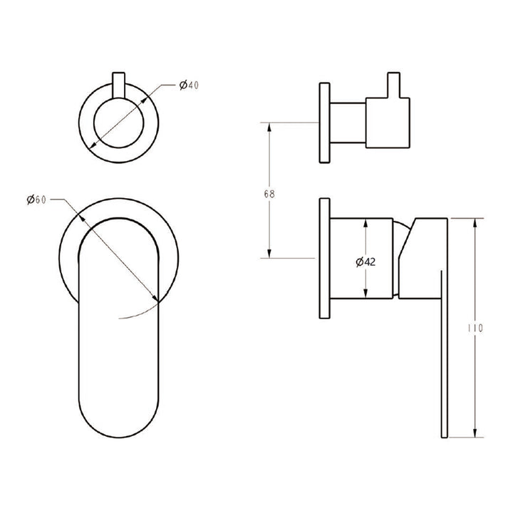 Sora Stainless Steel Diverter Wall Mixer