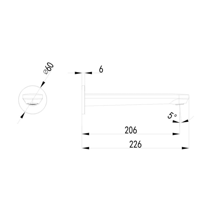 Sulu Brass Wall Spout 226mm