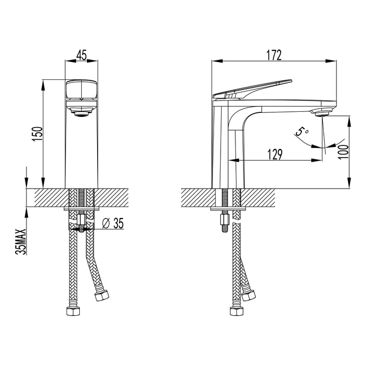 Sulu Brass Short Basin Mixer
