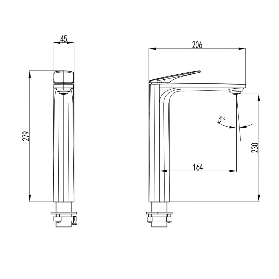 Sulu Brass Tall Basin Mixer