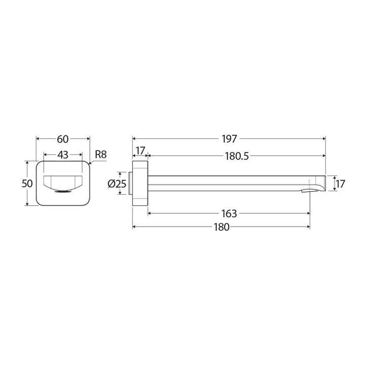 Tono Square Wall Outlet Spout