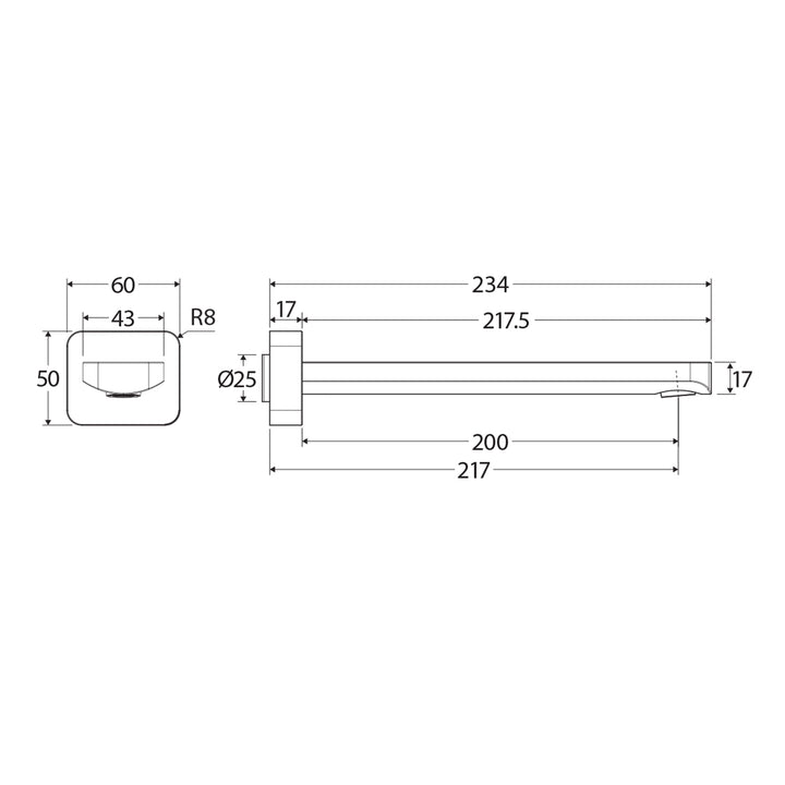 Tono Square Wall Outlet Spout