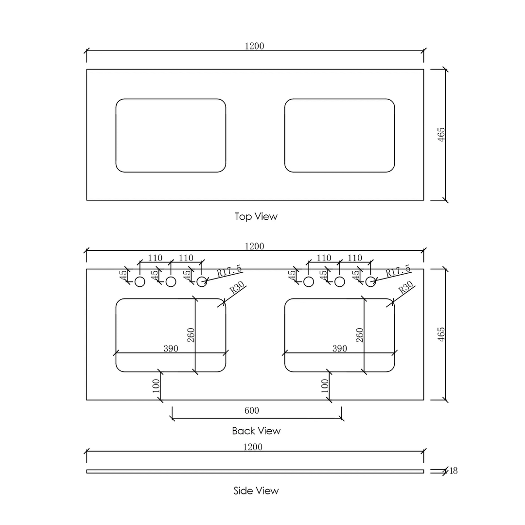 Otti Vanity Stone Benchtop with Undermount Basin