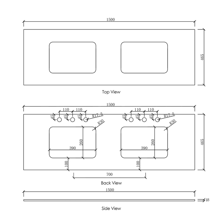 Otti Vanity Stone Benchtop with Undermount Basin