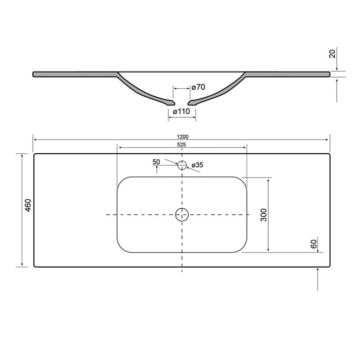 Universal Solid Surface Vanity Benchtop
