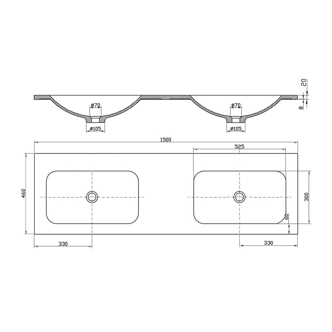 Universal Solid Surface Vanity Benchtop
