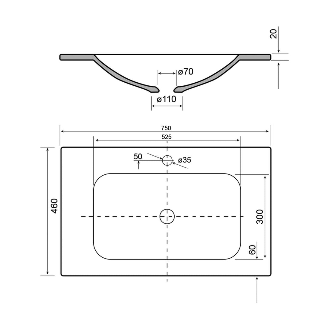 Universal Solid Surface Vanity Benchtop