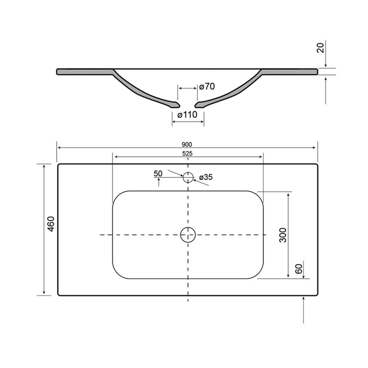 Universal Solid Surface Vanity Benchtop
