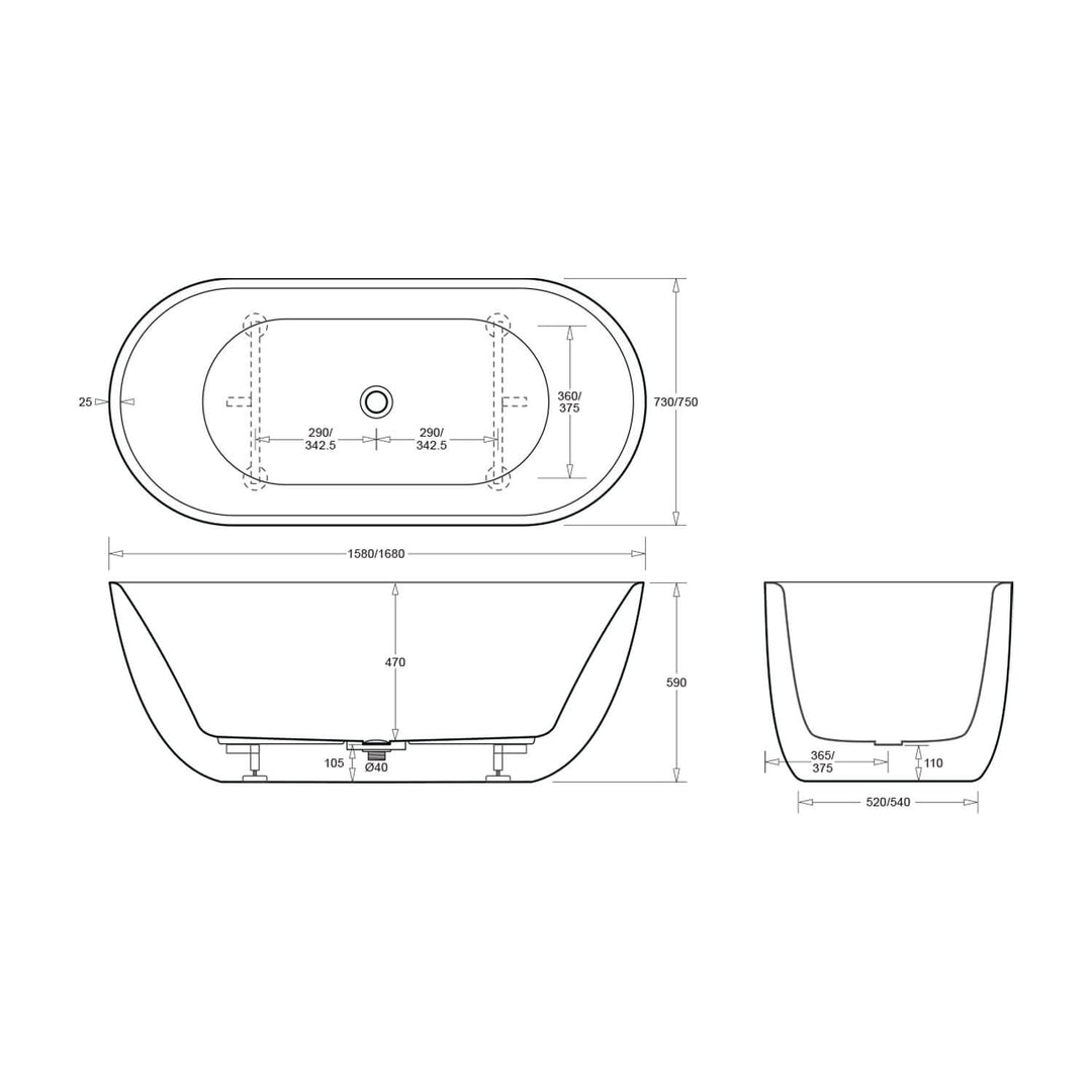 Venezia Overflow Freestanding Bathtub