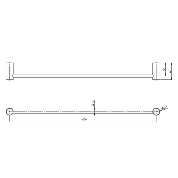 Vivid Slimline Single Towel Rail 600/800mm