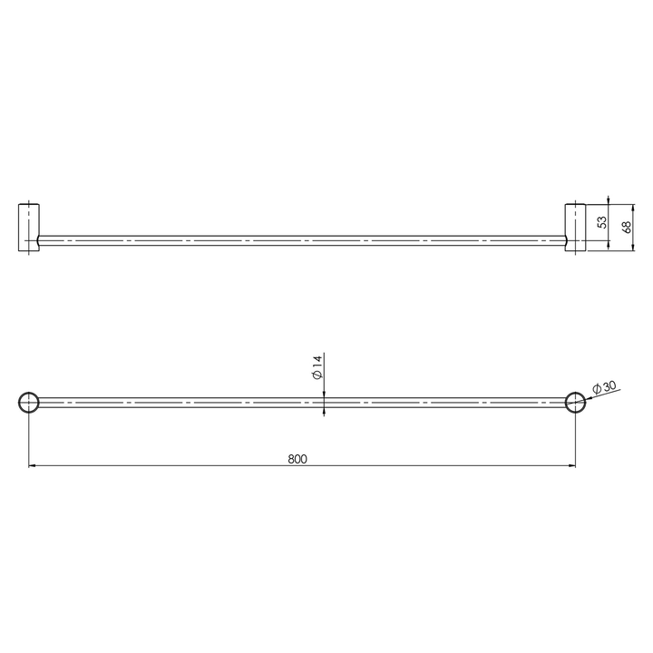 Vivid Slimline Single Towel Rail 600/800mm