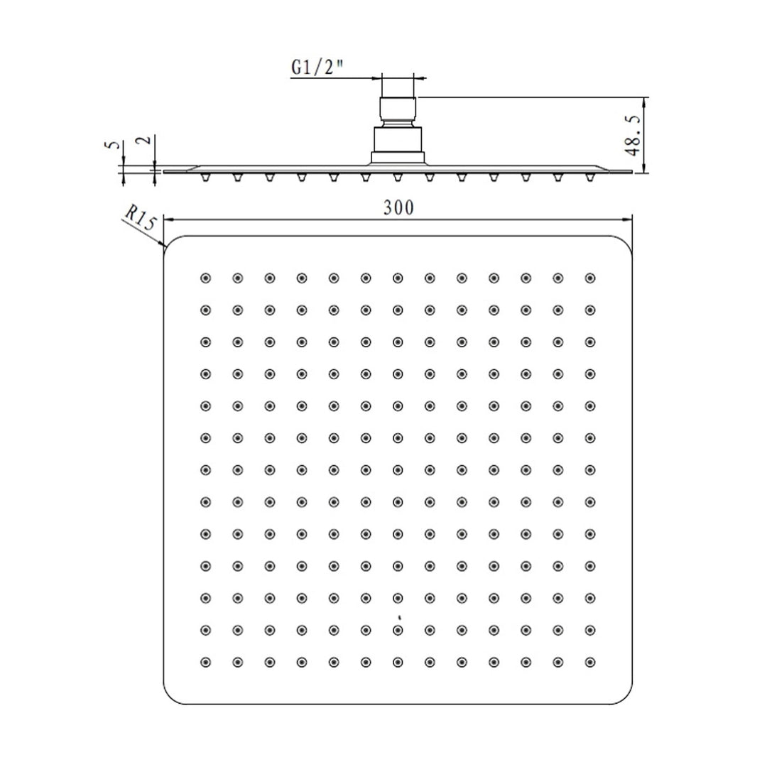 Vogue Square Rain Shower Head 300mm