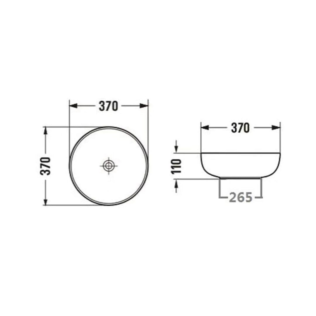 Orlando Above Counter Round Circle Basin 370x370x110mm