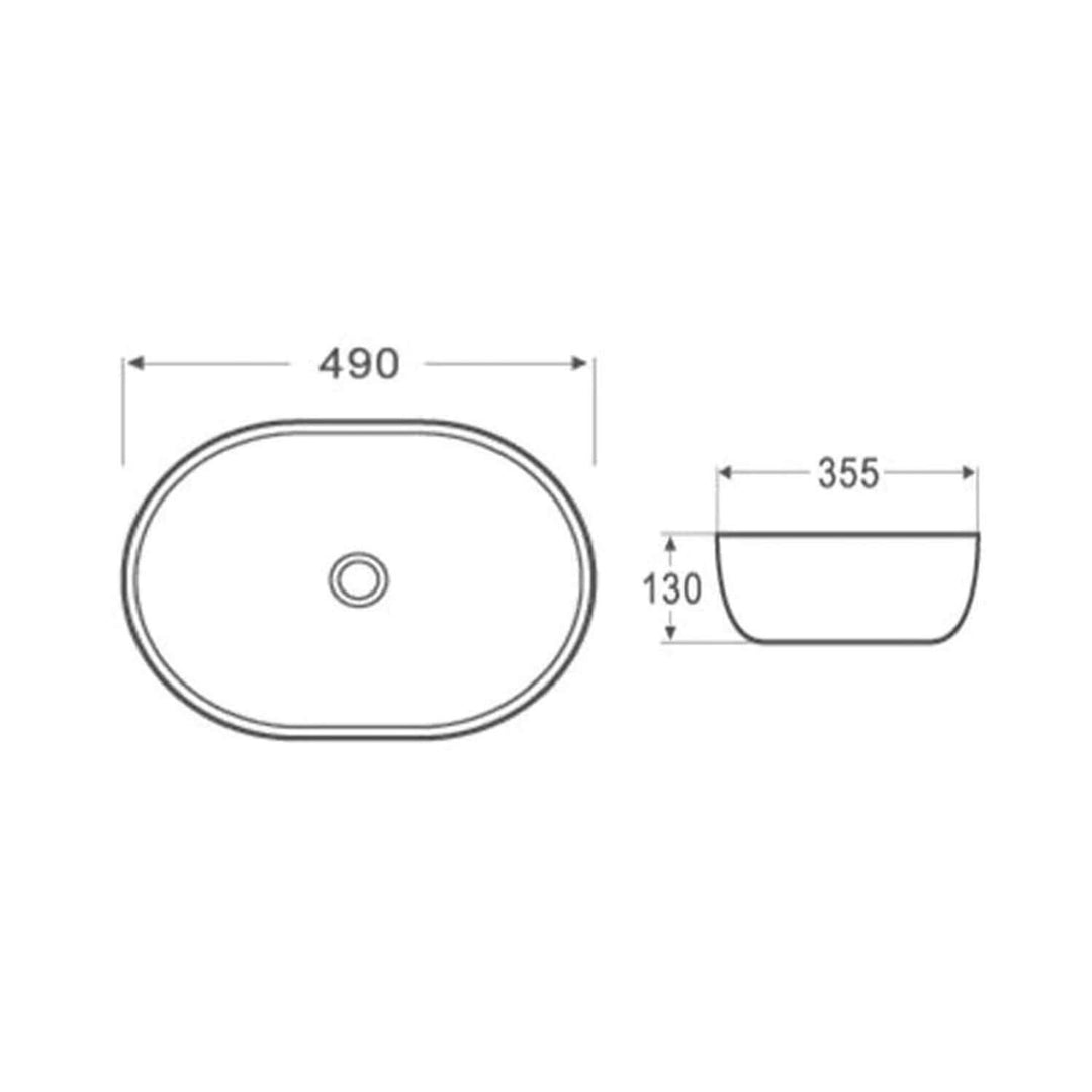 Dublin Above Counter Curved Oval Basin 490x350mm