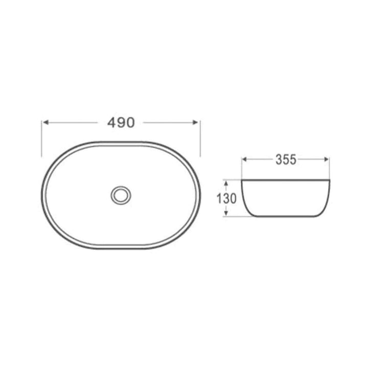 Dublin Above Counter Curved Oval Basin 490x350mm