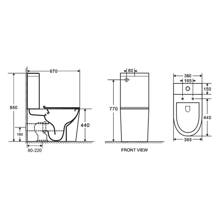 Atlanta Extra High 440mm Back to Wall Toilet Suite