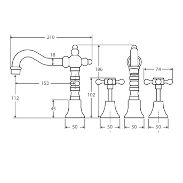 Lillian Hamptons Vintage Assembly Tap Set