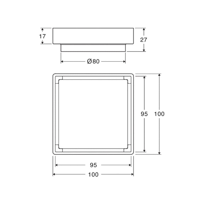 Lukas Reversible Tile Insert Floor Waste 80mm Outlet