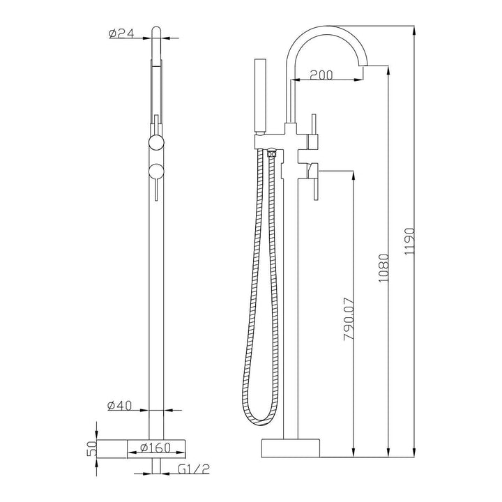 Leah Freestanding Bath Filler Spout with Handset