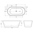 Opal Freestanding Oval Shaped Bathtub 1390-1700mm