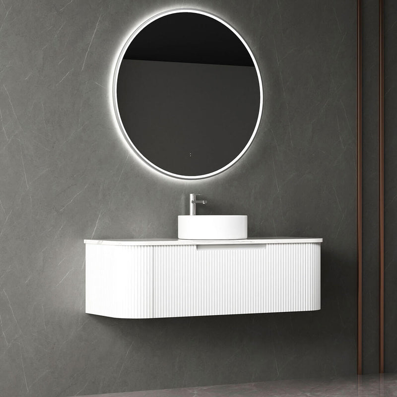 Petra Ribbed White Curved Wall Hung Vanity (750-1800mm)