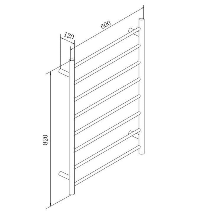 ASCENT 8 Bar Rack Electric Towel Warmer Rail Spec Sheet